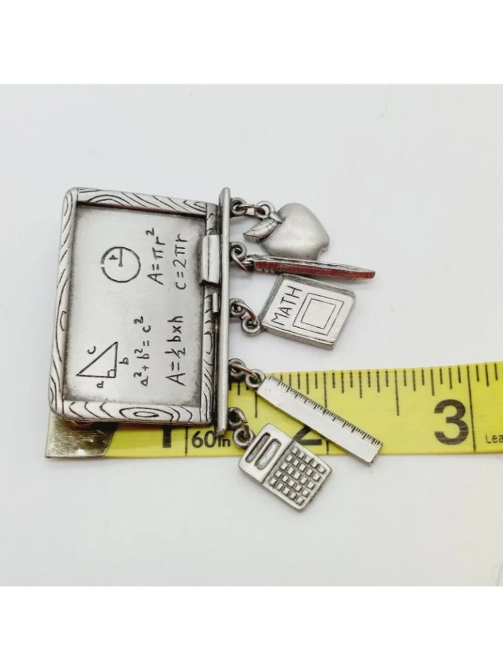 JJ Signed Math Teacher Brooch Silver Tone 1.5